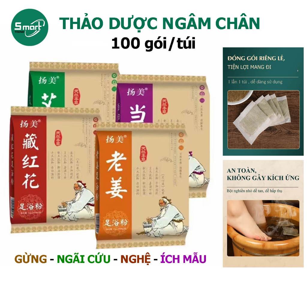 100 Gói Thảo Dược Ngâm Chân Smart Trend - Thải Độc, Khử Mùi Hôi Chân, Đa Dạng Mùi Hương