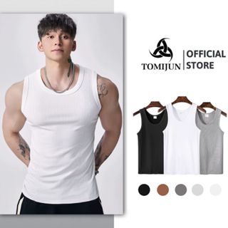 Áo ba lỗ nam thun gân TOMIJUN Áo lót sát nách nam trắng vải thun tăm lạnh co giãn, thoáng mát, thấm hút mồ hôi, khử mùi
