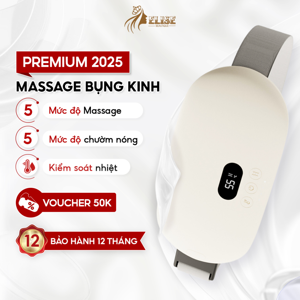 Máy Massage Chườm Nóng Giảm Đau Bụng Kinh ELISE WY.N04 - Đai massage bụng lưng - Quà Tặng Bạn Gái
