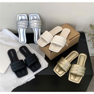  SIÊU PHẨM - dép nữ mũi vuông đế bệt -MAY VIỀN  MAY QUAI 6P 3 SỌC thời trang siêu bền 