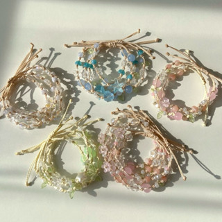 Vòng tay dây rút màu pastel nhẹ nhàng dành cho nữ