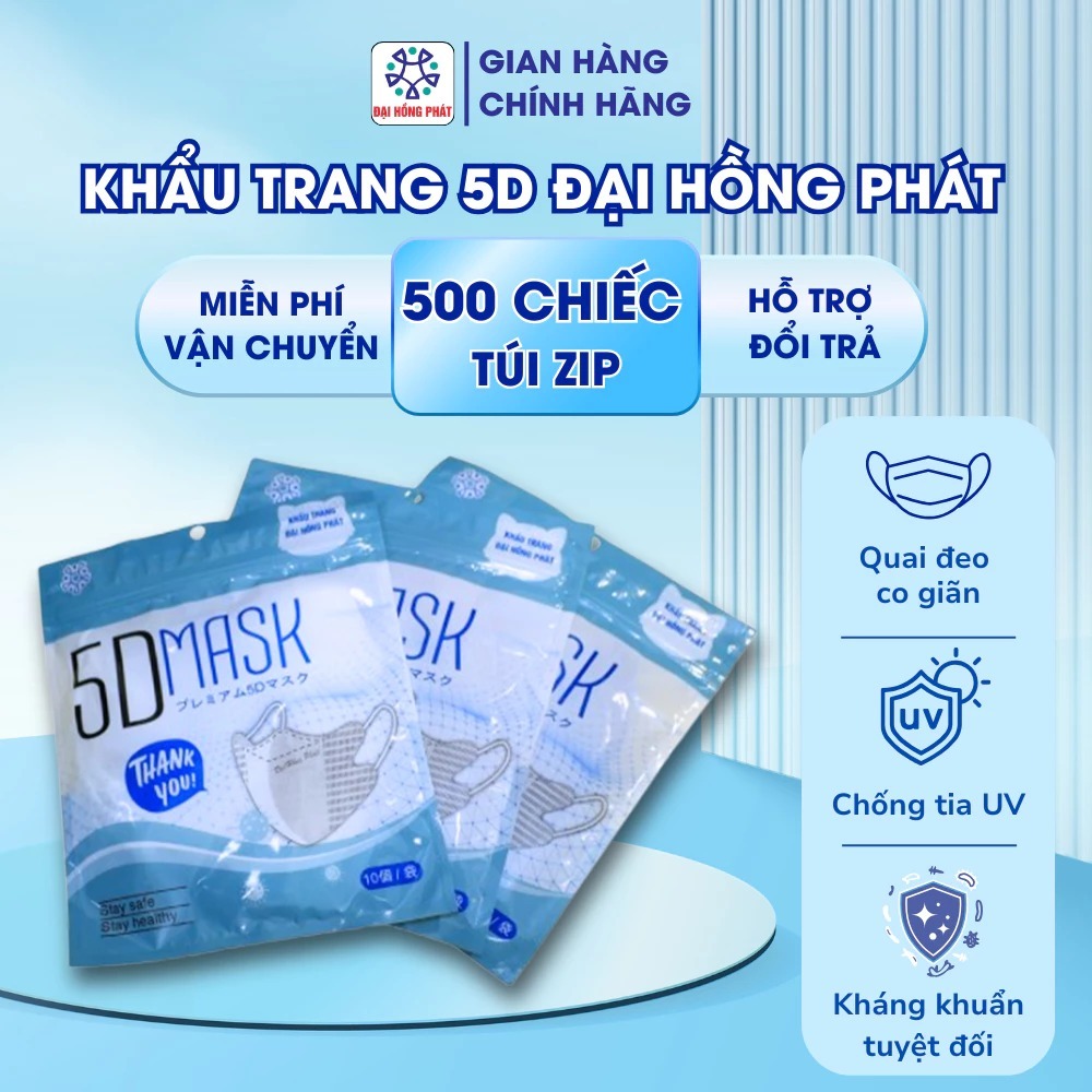 Thùng 100 Chiếc Khẩu Trang 5D Đại Hồng Phát Mask - Nhiều Màu Sắc