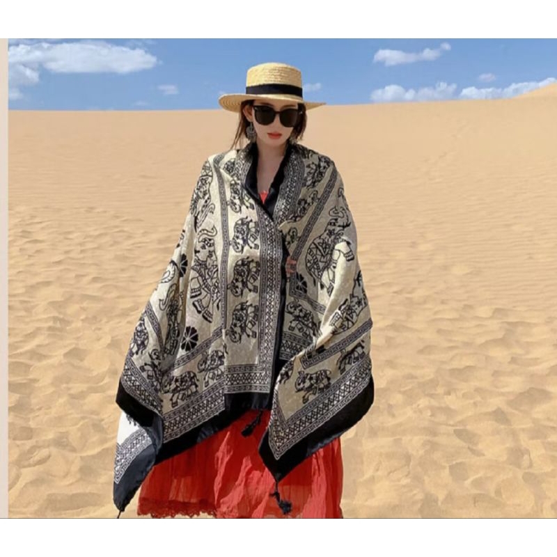 khăn choàng di biển- khăn choàng boho đa năng họa tiết siêu xinh