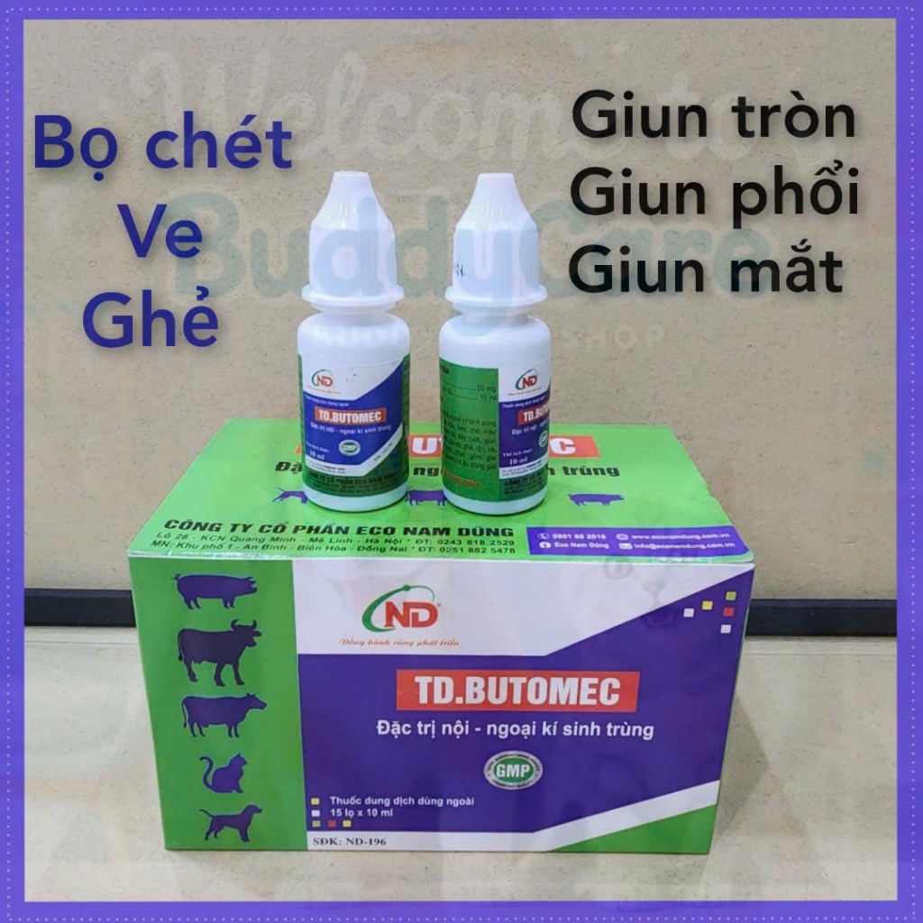 TD.BUTOMEC Lọ 10ml - Bôi Dọc Sống Lưng Chó Mèo & Gia Súc Trừ Nội Ngoại Ký Sinh