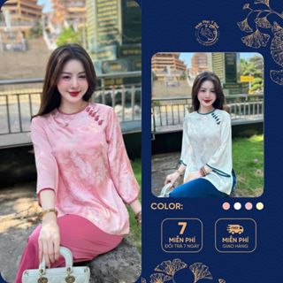  bộ Pháp Phục Đi Chùa Gấm Tằm Rồng - Quần Áo Đi Chùa - Bộ Đồ Lam Đi Chùa Nữ  FreeShip   Siêu Sale   Ảnh thật  - B79 