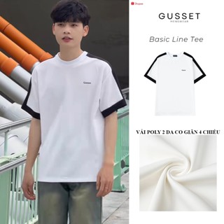 Áo Thun Trơn Nam Nữ GUSSET AP07 Stripe Lines Shoulder, Phối Vai Streetstyle Local Brand