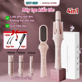 Máy Uốn Tóc 4in1 Tự Động Xoay, Tạo Kiểu Tóc Xoăn Đẹp, Lược Điện Tiện Dụng Cho Mái Tóc Bồng Bềnh