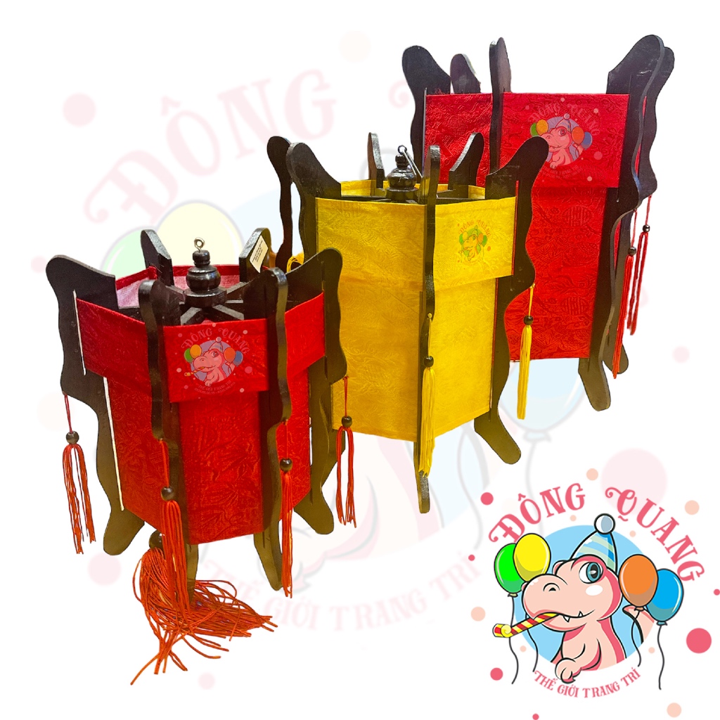Lồng Đèn Cung Đình Gỗ Lục Giác Vải Lụa (20-30-40-50-60cm)