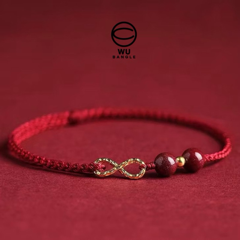 Vòng tay chỉ đỏ vô cực hạt chu sa may mắn bình an