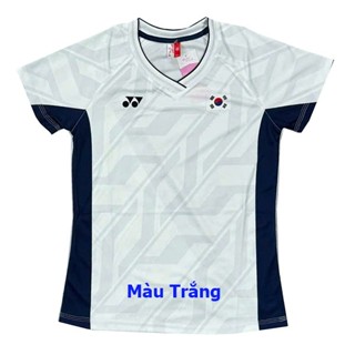 Áo Cầu Lông Nam Nữ Cổ Tròn Yonex Đội Tuyển Hàn Quốc 6553 Màu Trắng có size 3XL
