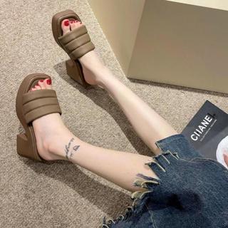 Dép cao gót 7cm quai TRƠN chất liệu cao su đi êm chân (mẫu trơn)