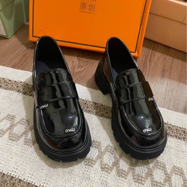 Giày lười nữ miu nhỏ mũi tròn đế độn cao 4cm, loafer nữ da mềm, giày moca nữ miu đế cao tôn dáng P-0