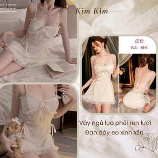 Váy ngủ lụa phối ren dáng ngắn - Che tên sản phẩm