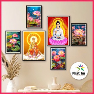 Bộ 6 tranh dán tường tranh phật, tranh decor Phát Tín, trang trí decor phòng thờ, phòng khách, góc tu tập