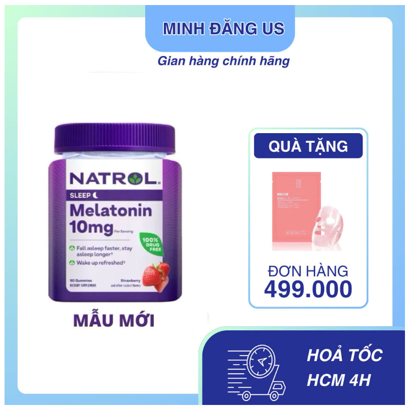 Kẹo ngủ Natrol Melatonin Gummies  loại 10MG/90 viên