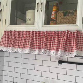   CAO 50CM KÈM KEO  Rèm Dán Canvas Phối Ren Hoa che tủ kệ bếp cửa sổ trang trí quán ăn 