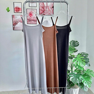 Váy hai dây dáng dài basic thun co giãn bầu bí bon chen được Juka. Store