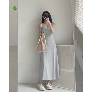 Váy hai dây dáng dài basic thun co giãn bầu bí bon chen được Juka. Store