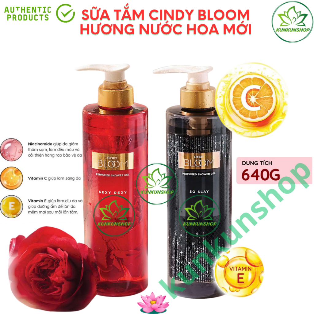 Sữa tắm nước hoa Cindy Bloom 640g Sexy Rexy Quyến rũ + So Slay cuốn hút