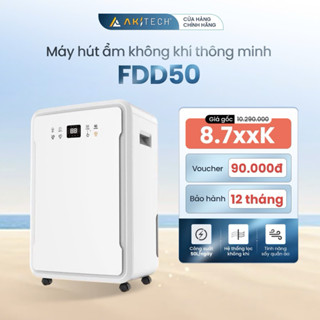Máy Hút Ẩm Lọc Không Khí FDD50 AKITECH Công Suất 50L/ngày, Tích Hợp Tính Năng Sấy Quần Áo Thông Minh Tiện Lợi