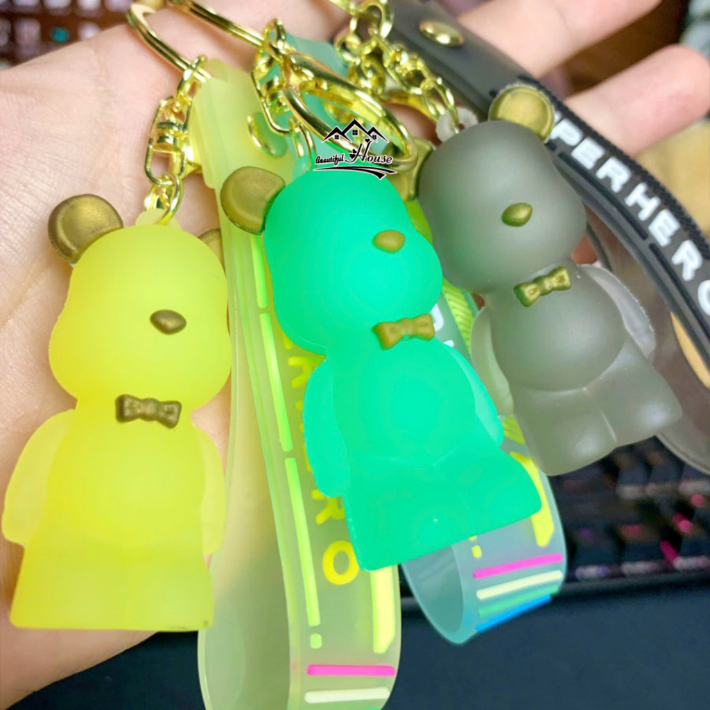 Móc Khoá Gấu BearBrick Treo Cặp, Balo, Móc Chìa Khoá Silocon Mẫu 1