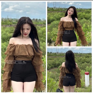 Áo Bèo Trễ Vai Tiểu Thư Chất Voan tơ mỏng nhẹ siêu xinh