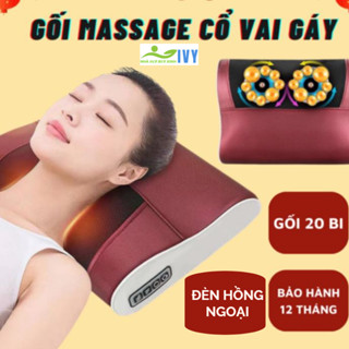 Gối Massage CỔ VAI GÁY Hồng Ngoại 20 Bi Cao Cấp Mát-xa TOÀN  Thân Giảm Đau Nhức Mỏi BH 12 THÁNG