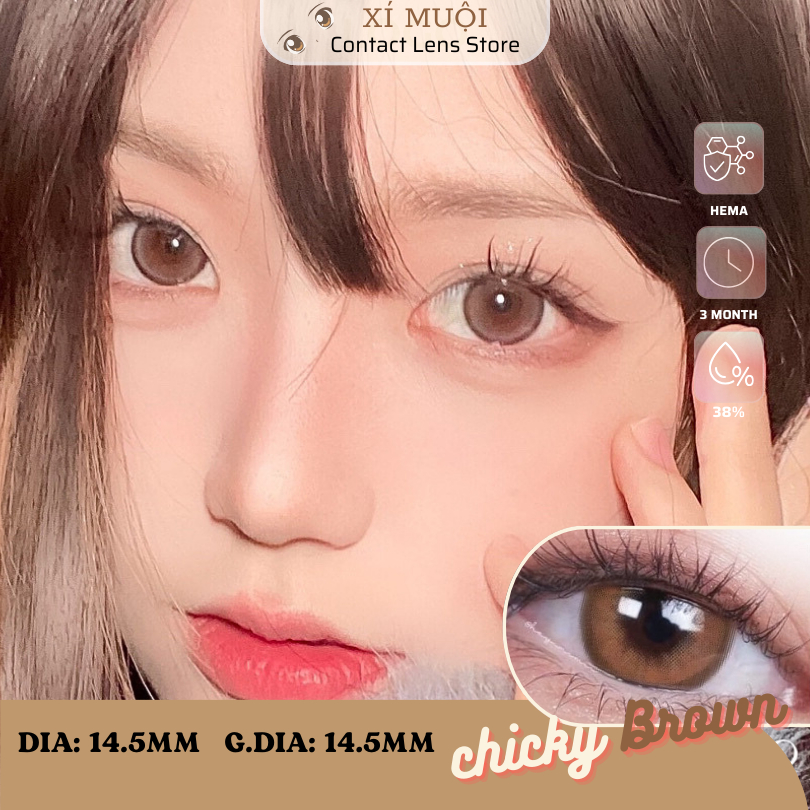 Lens mắt nâu giãn to Chicky 0 độ