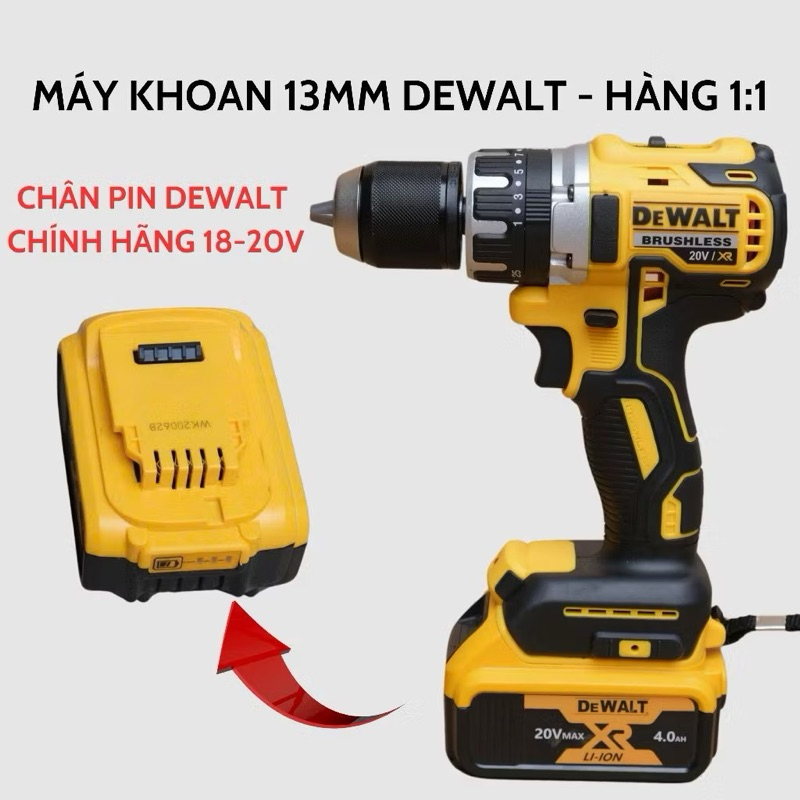 Máy khoan pin Dewalt DCD996 , 3 chức năng có búa, sử dụng pin dewalt chính hãng 18-20V, máy TQ cao c