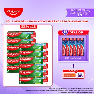 [Diệp Lê x Colgate] Bộ 12 Kem đánh răng Colgate ngừa sâu răng răng chắc khỏe 225g/tuýp tặng bàn chải