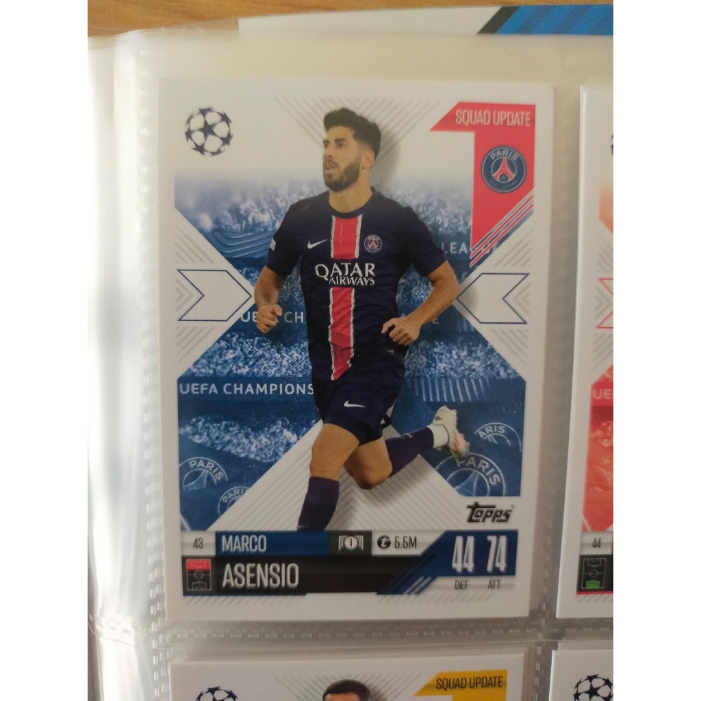 Thẻ Bóng Đá Topps Match Attax 24/25 EXTRA SQUAD UPDATE Marco Asensio - PSG - Paris Saint Germain