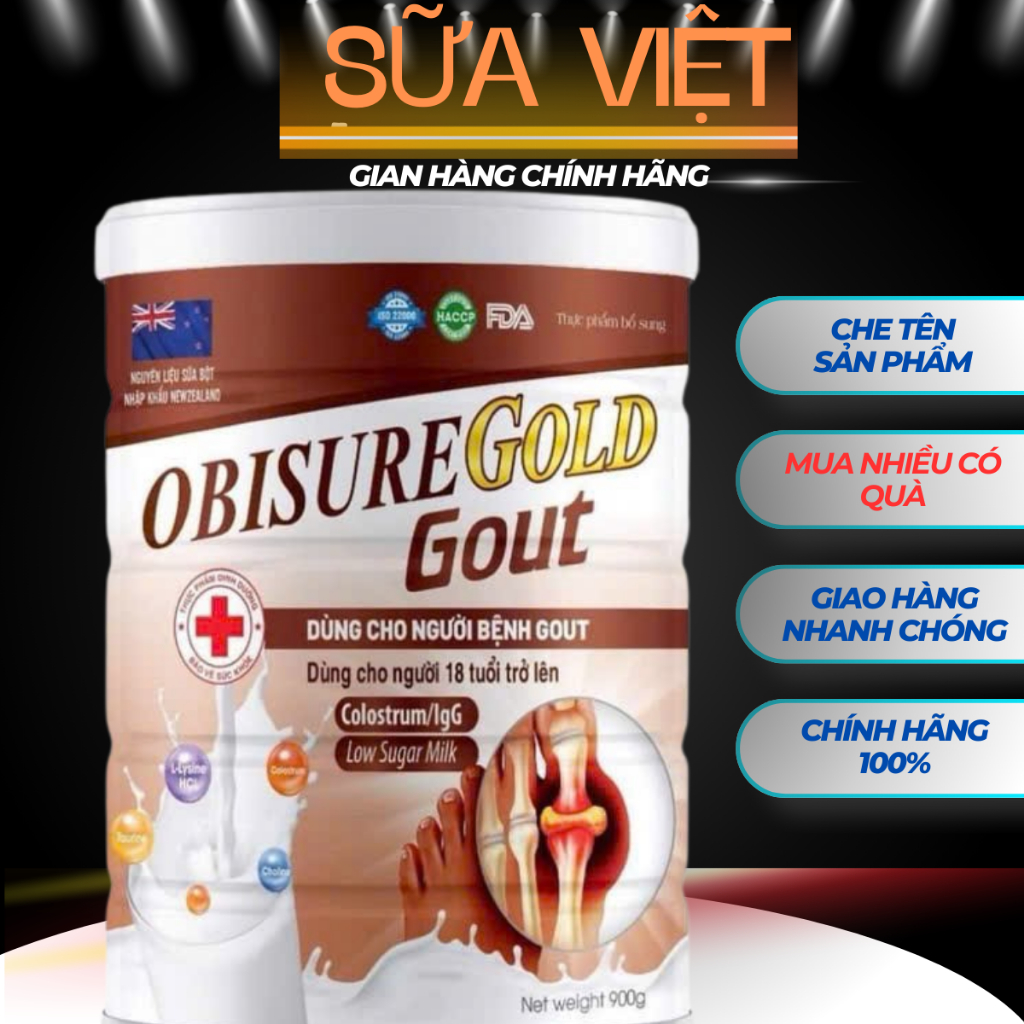 Sữa Bột Obisure Gold Gout 900g - Hỗ Trợ Giảm Đau Gout, Tăng Cường Sức Khỏe & Bảo Vệ Khớp