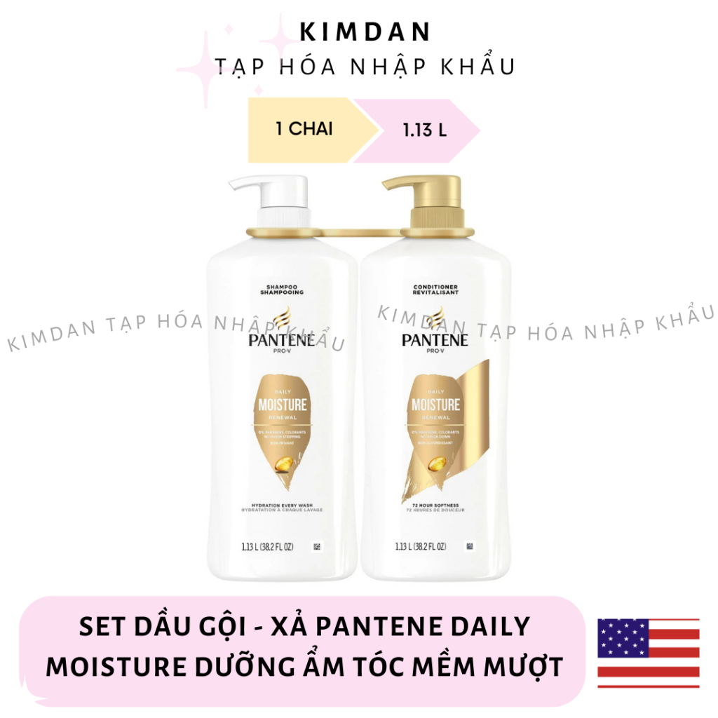 SET DẦU GỘI - XẢ PANTENE PRO DAILY MOISTURE DƯỠNG ẨM TÓC MỀM MƯỢT