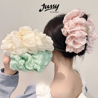 Kẹp Tóc Hoa Hồng Đi Biển Size To 20cm Jussy Official Kẹp Hoa Vải Bèo Nhún Màu Vintage Phong Cách Hàn Quốc