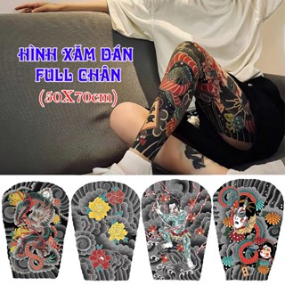 Hình Xăm Dán Full Chân Nhật Cổ 50x70cm – Tattoo Dán Có Màu – Giữ Màu 3-5 Ngày – Phong Cách Cá Tính