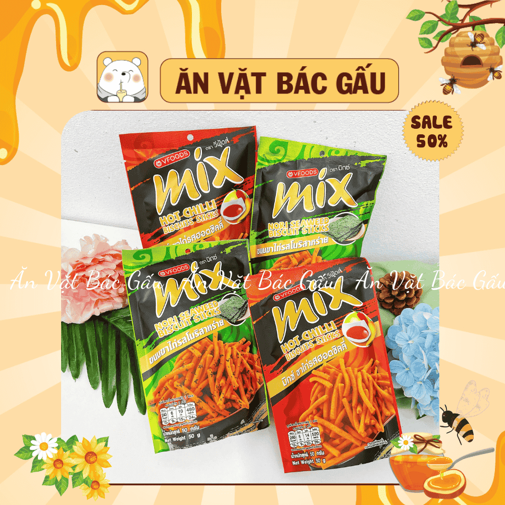 Snack Bim Bim MIX ,Tăm MIX VFOOD vị cay, rong biển, đồ ăn vặt