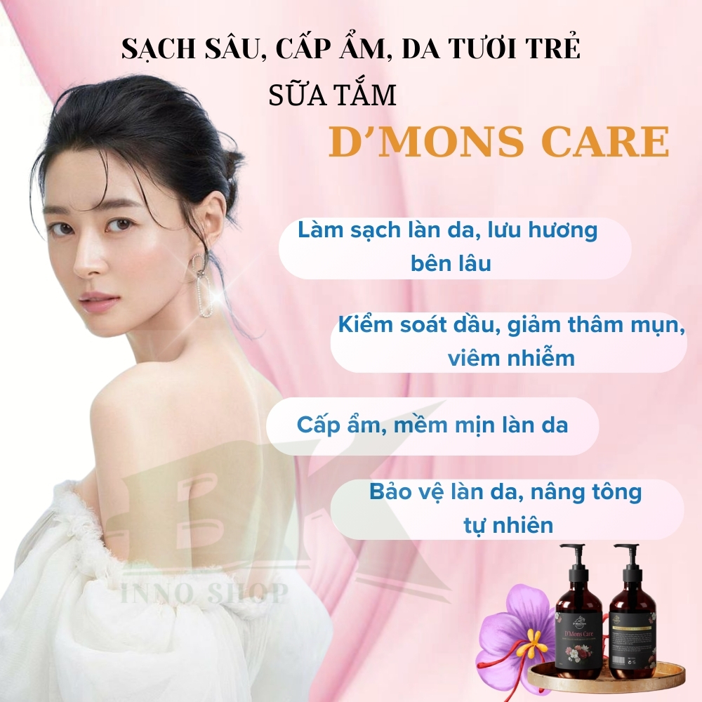 SỮA TẮM HƯƠNG NƯỚC HOA D'MONS CARE (500mL) SỮA TẮM LÀM SẠCH SÂU, DƯỠNG ẨM, GIẢM THÂM MỤN, NÂNG TONE DA HIỆU QUẢ| BK INNO