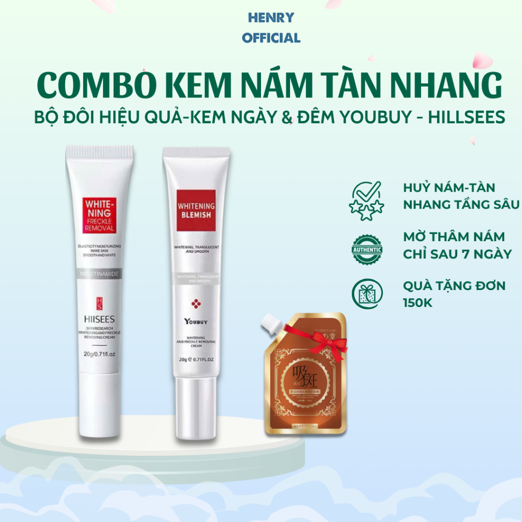 Combo kem bôi nám ngày đêm YOUBUY HIISEES - Kem YOUBUY HIISEES dưỡng ẩm trắng da, mờ thâm nám, tàn n