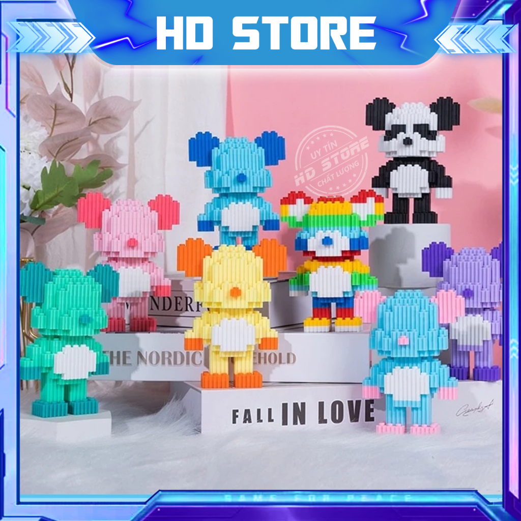 Mô hình lắp ráp bearbrick mini xếp hình ghép hình nhân vật anime 3d nhỏ giá rẻ cho bé trai HD STORE