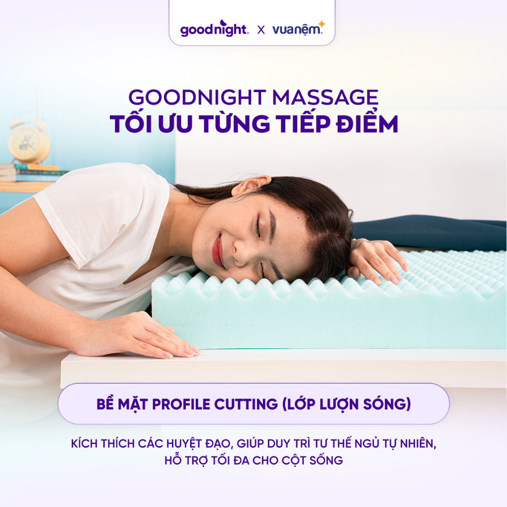 [SĂN GỐI TẠI LIVE] Nệm Foam Goodnight Massage 1.0 (10cm), Đệm Foam Êm Vua Nệm, đệm foam massage, Nệm Êm | BigBuy360 - bigbuy360.vn