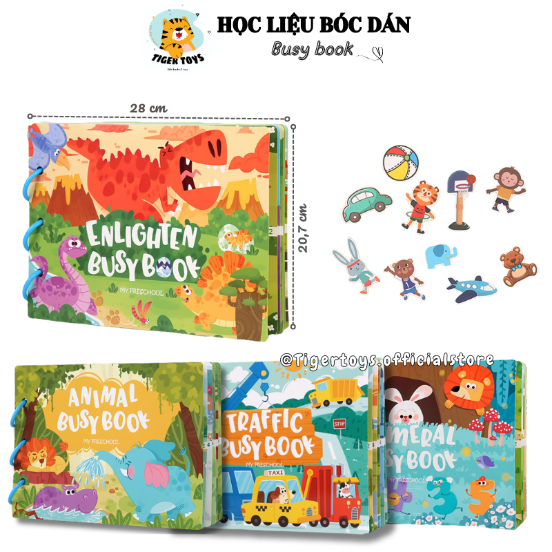  Đồ chơi Montessori sách bóc dán thông minh cho bé học liệu bóc dán tổng hợp các chủ đề nhận thức sớm TIGERTOYS  A4-3  