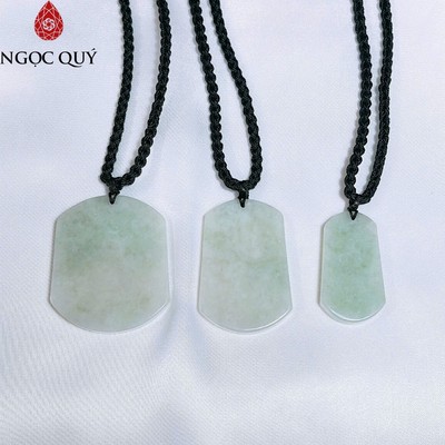 Mặt dây chuyền cẩm thạch - Dây chuyền vô sư bài cẩm thạch phỉ thúy type A hình chữ nhật 4-5cm - Ngọc Quý