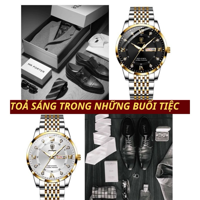 Đồng Hồ Nam POEDAGAR PA5 Dây Kim Loại Titanium – Chống Nước Tốt, Dạ Quang, Mặt Đen Thời Trang | BigBuy360 - bigbuy360.vn