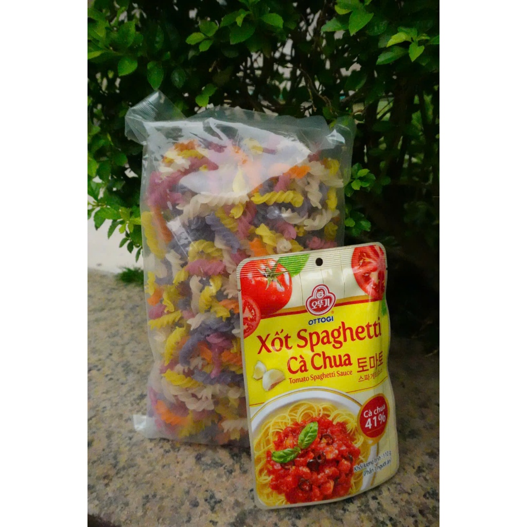 [Kho Sỉ] Combo 1 sốt 110Gr + 1 gói Nui xoắn rau củ 500Gr,Nui xoắn rau củ dùng nấu soup xào trộn eatc