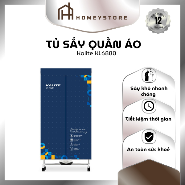 Tủ sấy quần áo Kalite KL6880, Sấy Khô Nhanh Chóng, Tiết Kiệm Thời Gian - Hàng Chính Hãng