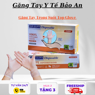 [ Loại 1 ] Găng tay trong suốt Vinyl dai dẻo dùng cho giảm béo, thực phẩm, phun xăm, thẩm mỹ