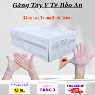  Găng tay VINYL ARISTA không bột làm bằng nhựa dẻo PVC dùng trong thực phẩm vệ sinh   100c  hộp  