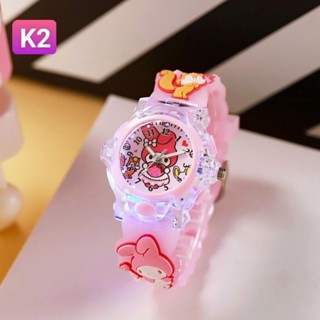 Đồng Hồ Đeo Tay Sanrio Trẻ Em Nam Nữ Phát Sáng Dây Đeo 3D Kitty Kuromi Spiderman