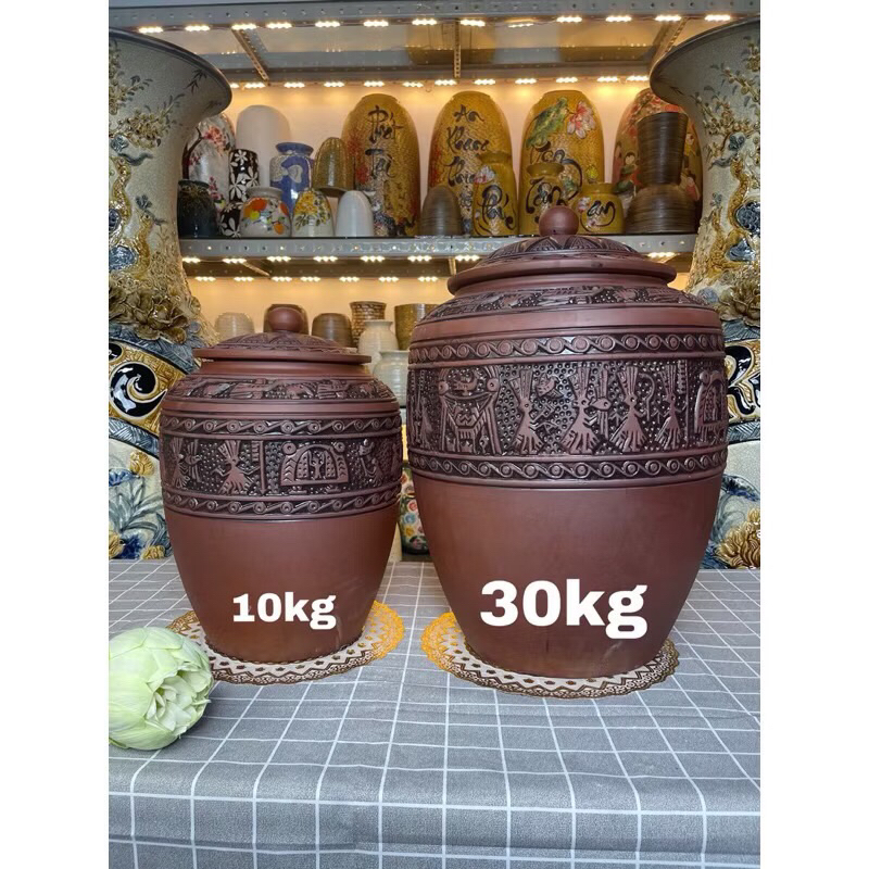 Hũ Đựng Gạo, Chĩnh Đựng Gạo, Chum Gạo Trống Đồng Gốm Bát Tràng Cao Cấp, Thùng Gốm Đựng Gạo, Hủ Gạo Trống Đồng, Chum Gốm