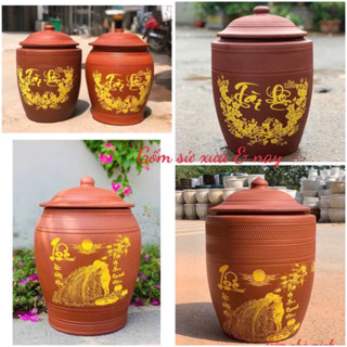 Chĩnh gạo, Hũ gạo Tài Lộc, Chum gốm đựng gạo cao cấp gốm Bát Tràng, Thùng gốm đựng gạo loại 1, chum gạo phong thuỷ